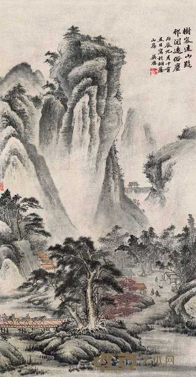 吴历 山水 立轴 97×50cm